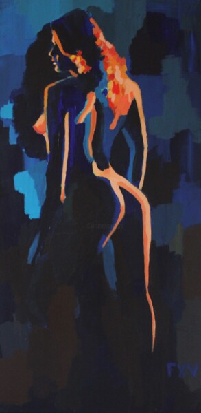 Malarstwo zatytułowany „Apparition” autorstwa Francois Xavier Vaudeleau, Oryginalna praca, Akryl Zamontowany na Drewniana ra…