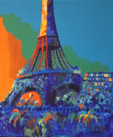 "Tour Eiffel. Paris…" başlıklı Tablo Francois Xavier Vaudeleau tarafından, Orijinal sanat, Akrilik