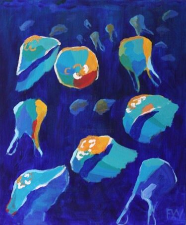 Картина под названием "L'homme. La mer." - Francois Xavier Vaudeleau, Подлинное произведение искусства, Акрил Установлен на…