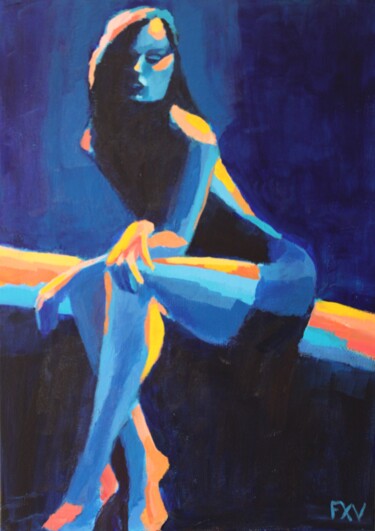 Peinture intitulée "Au bout de la Nuit" par Francois Xavier Vaudeleau, Œuvre d'art originale, Acrylique Monté sur Châssis en…