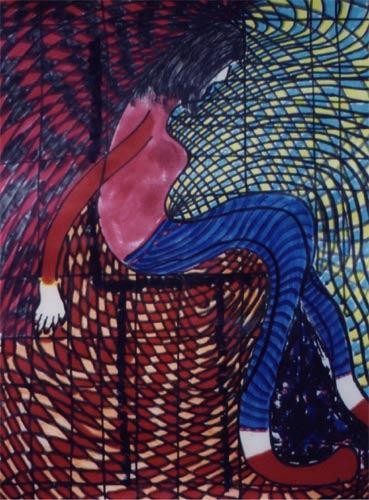 Dessin intitulée "Femme dans un envir…" par François Thomas, Œuvre d'art originale, Autre