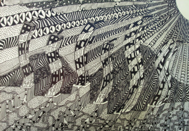 Zeichnungen mit dem Titel "Scène de vent 2" von François Thomas, Original-Kunstwerk, Marker