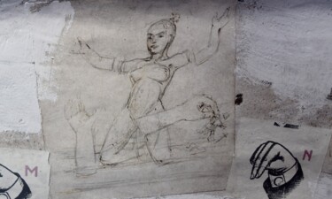 Drawing titled "La colère D'APHRODI…" by François Carage, Original Artwork, Ballpoint pen