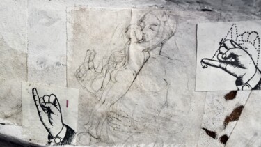 Рисунок под названием "Le baisé" - François Carage, Подлинное произведение искусства, Шариковая ручка