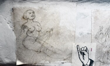 Disegno intitolato "Aphrodite réveille…" da François Carage, Opera d'arte originale, Biro