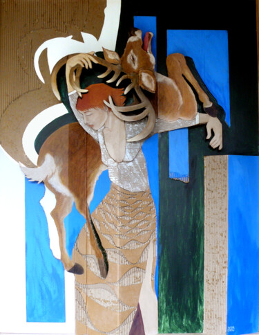 Peinture intitulée "De belles et de bêt…" par Francoise Amadieu, Œuvre d'art originale, Carton Monté sur Châssis en bois