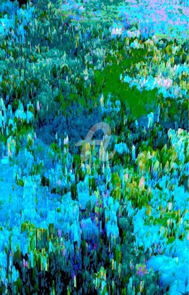 Arts numériques intitulée "Dilda blue mountains" par Françoise Aubert-Moreau, Œuvre d'art originale, Travail numérique 2D