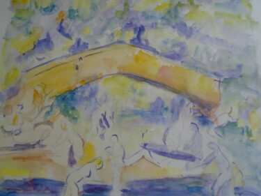 绘画 标题为“Le Pont de Cézanne” 由Françoise Augustine, 原创艺术品, 水彩