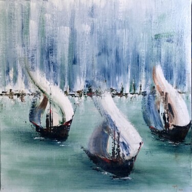 Painting titled "Les 3 voiles" by Françoise Augustine, Original Artwork, Acrylic