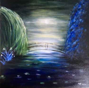 Картина под названием "Le pont de Monet" - Françoise Augustine, Подлинное произведение искусства, Акрил