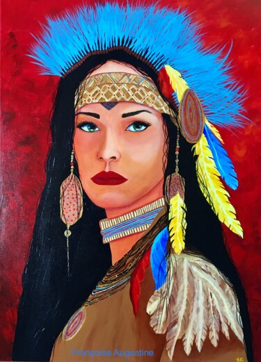 Painting titled "SACHEEN" by Françoise Augustine, Original Artwork, Acrylic Mounted on Wood Stretcher frame