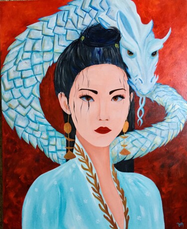 Painting titled "DAENERYS" by Françoise Augustine, Original Artwork, Acrylic Mounted on Wood Stretcher frame