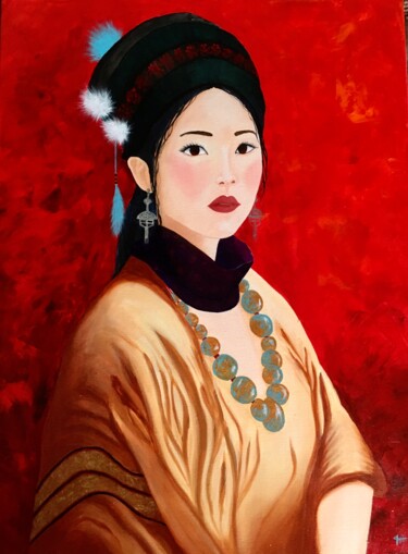 Painting titled "TSERING" by Françoise Augustine, Original Artwork, Acrylic Mounted on Wood Stretcher frame