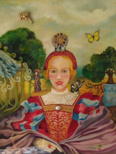 Ζωγραφική με τίτλο "la belle" από Francoise Bazin Delamonica, Αυθεντικά έργα τέχνης, Λάδι Τοποθετήθηκε στο Ξύλινο φορείο σκε…