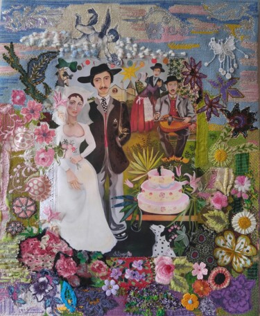Painting titled "Mariage Limousin" by Francoise Bazin Delamonica, Original Artwork, Oil