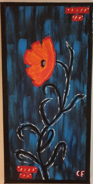 Painting titled "coquelicot urbain" by Françoise Cartellier, Original Artwork, Acrylic