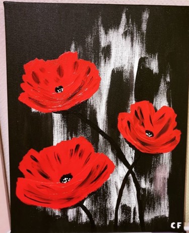 Painting titled "coquelicots passion" by Françoise Cartellier, Original Artwork, Acrylic