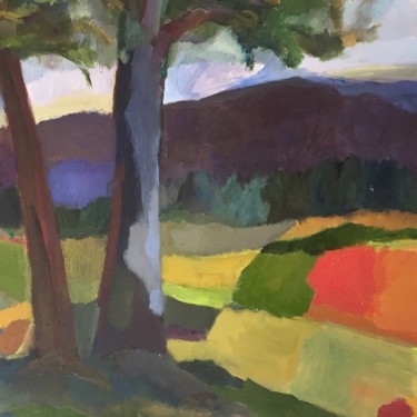 Peinture intitulée "paysage automne" par Francoise Chapas Jolivet, Œuvre d'art originale, Huile