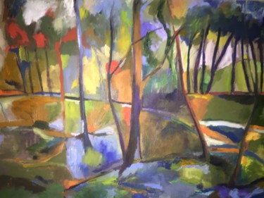 Картина под названием "arbres" - Françoise Chat-Passe Joli-Vet, Подлинное произведение искусства, Масло