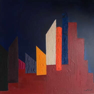 Painting titled "Newyork" by Françoise Colobert, Original Artwork, Acrylic Mounted on Wood Stretcher frame