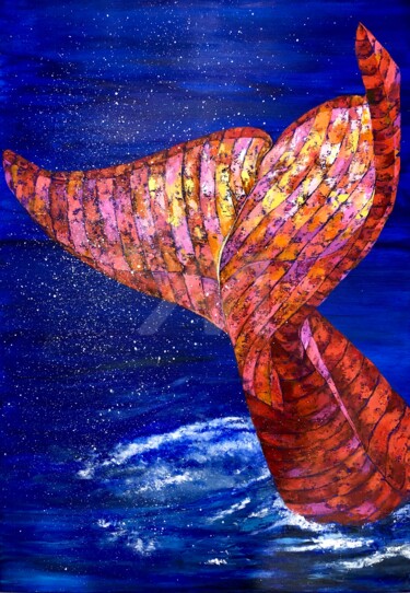 Queue de baleine : Hello Peinture intitulée "Queue de baleine :…" par Françoise Dagorn, Œuvre d'art originale, Acrylique