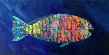 Peinture intitulée "Parrot fish" par Françoise Dagorn, Œuvre d'art originale, Acrylique