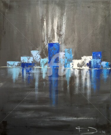 Peinture intitulée "Blue reflection and…" par Françoise Dagorn, Œuvre d'art originale, Acrylique