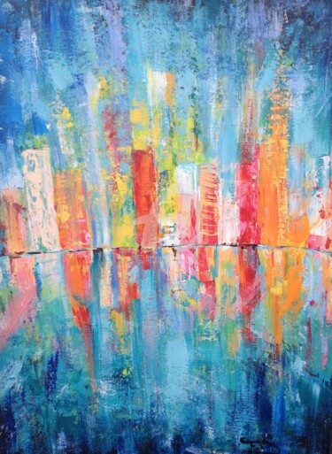 Painting titled "Explosion in the ci…" by Françoise Dagorn, Original Artwork, Acrylic