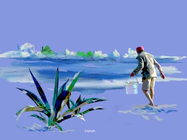 Arts numériques intitulée "Le pêcheur" par Françoise Deleglise (Lajuya), Œuvre d'art originale, Peinture numérique
