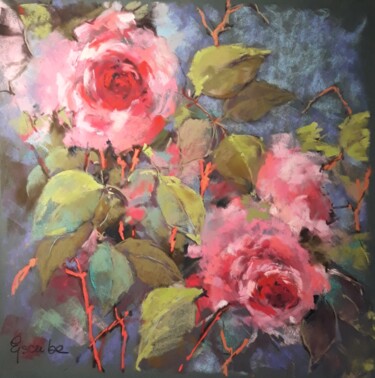 Peinture intitulée "la vie en rose" par Françoise Escribe Caunézil, Œuvre d'art originale, Pastel Monté sur Carton