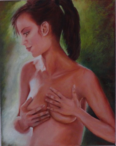 Painting titled "Pudeur" by Françoise Folley, Original Artwork, Oil