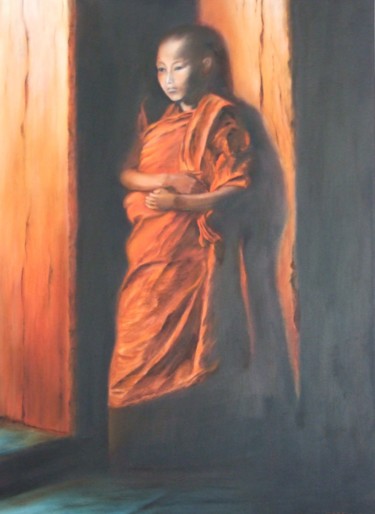 Peinture intitulée "Le jeune moine" par Françoise Folley, Œuvre d'art originale, Huile