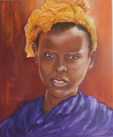 Peinture intitulée "Jeune fille au turb…" par Françoise Folley, Œuvre d'art originale, Huile