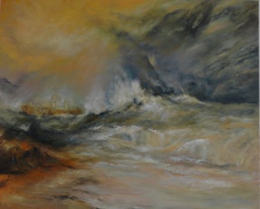 Painting titled "Orage" by Françoise Folley, Original Artwork, Oil