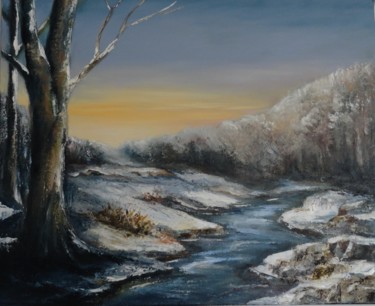Peinture intitulée "Paysage de neige" par Françoise Folley, Œuvre d'art originale, Huile
