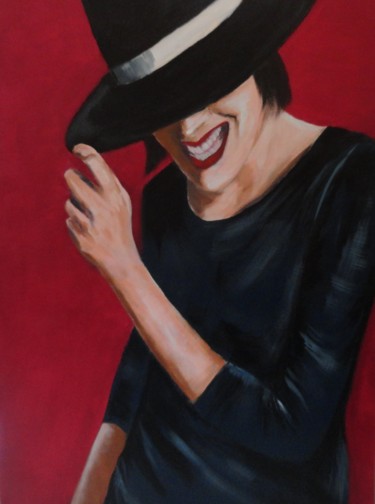 Painting titled "la-robe-noire" by Françoise Folley, Original Artwork, Acrylic