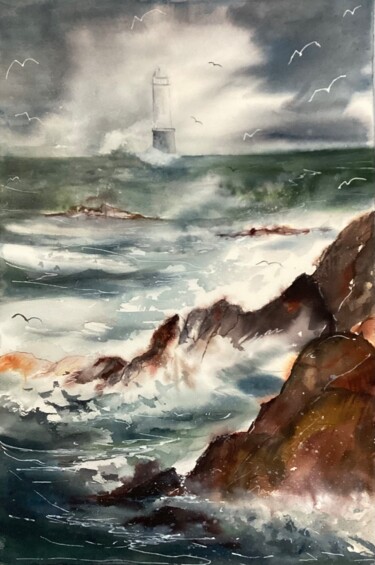 Peinture intitulée "Avis de tempête sur…" par Françoise Gy Bollore, Œuvre d'art originale, Aquarelle
