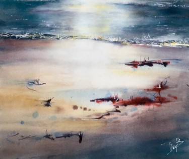 Peinture intitulée "Entre terre et mer" par Françoise Gy Bollore, Œuvre d'art originale, Aquarelle