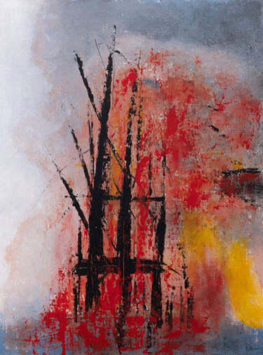 Painting titled "Incendie Notre Dame" by Françoise Husson, Original Artwork, Acrylic