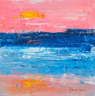 Painting titled "Coucher de soleil r…" by Francoise Laine, Original Artwork, Oil Mounted on Wood Stretcher frame