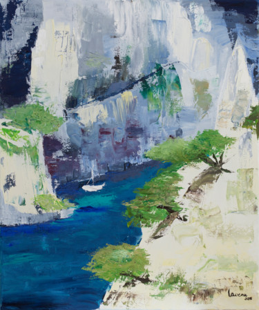 Painting titled "Calanque de Cassis…" by Francoise Lavenu, Original Artwork, Oil