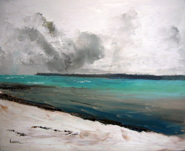 Painting titled "océan en hiver" by Francoise Lavenu, Original Artwork, Oil