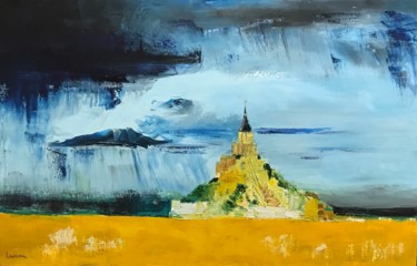 Painting titled "Les prés salés" by Francoise Lavenu, Original Artwork, Oil