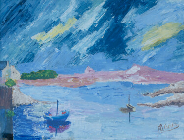 Pintura titulada "Bord de mer" por Françoise Le Crenn, Obra de arte original, Acrílico Montado en Bastidor de camilla de mad…