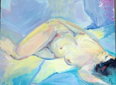 Картина под названием "Femme paisible" - Francoise Leblanc, Подлинное произведение искусства, Масло