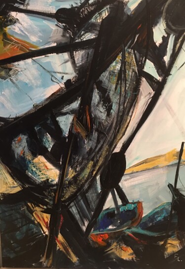 Dans les voiles Peinture intitulée "Dans les voiles" par Francoise Leblanc, Œuvre d'art originale, Huile