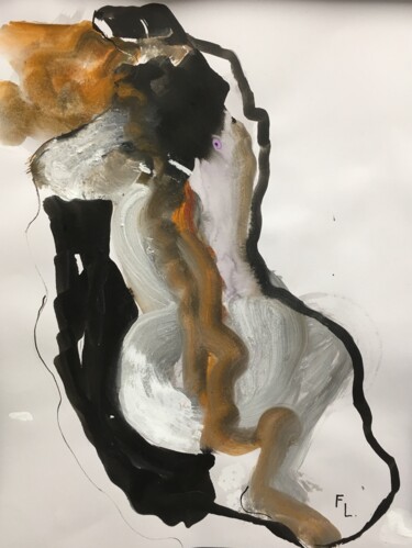 Peinture intitulée "Femme apaisée" par Francoise Leblanc, Œuvre d'art originale, Encre