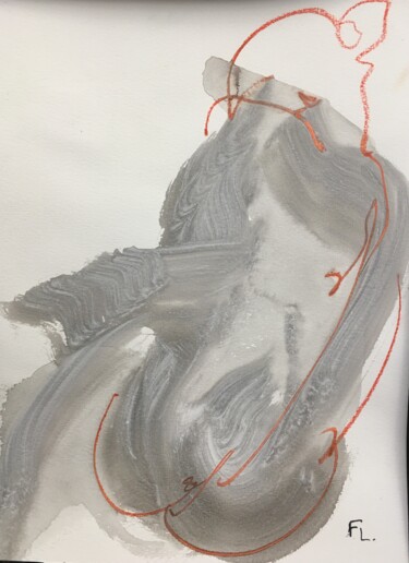 Dessin intitulée "Ébauche de femme 2" par Francoise Leblanc, Œuvre d'art originale, Pastel