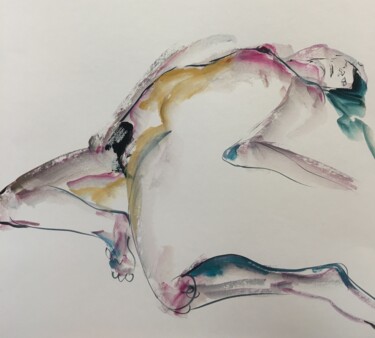 Painting titled "Dessin d après modè…" by Francoise Leblanc, Original Artwork, Watercolor