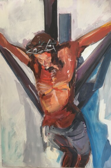 Pintura titulada "La Croix" por Francoise Leblanc, Obra de arte original, Acrílico